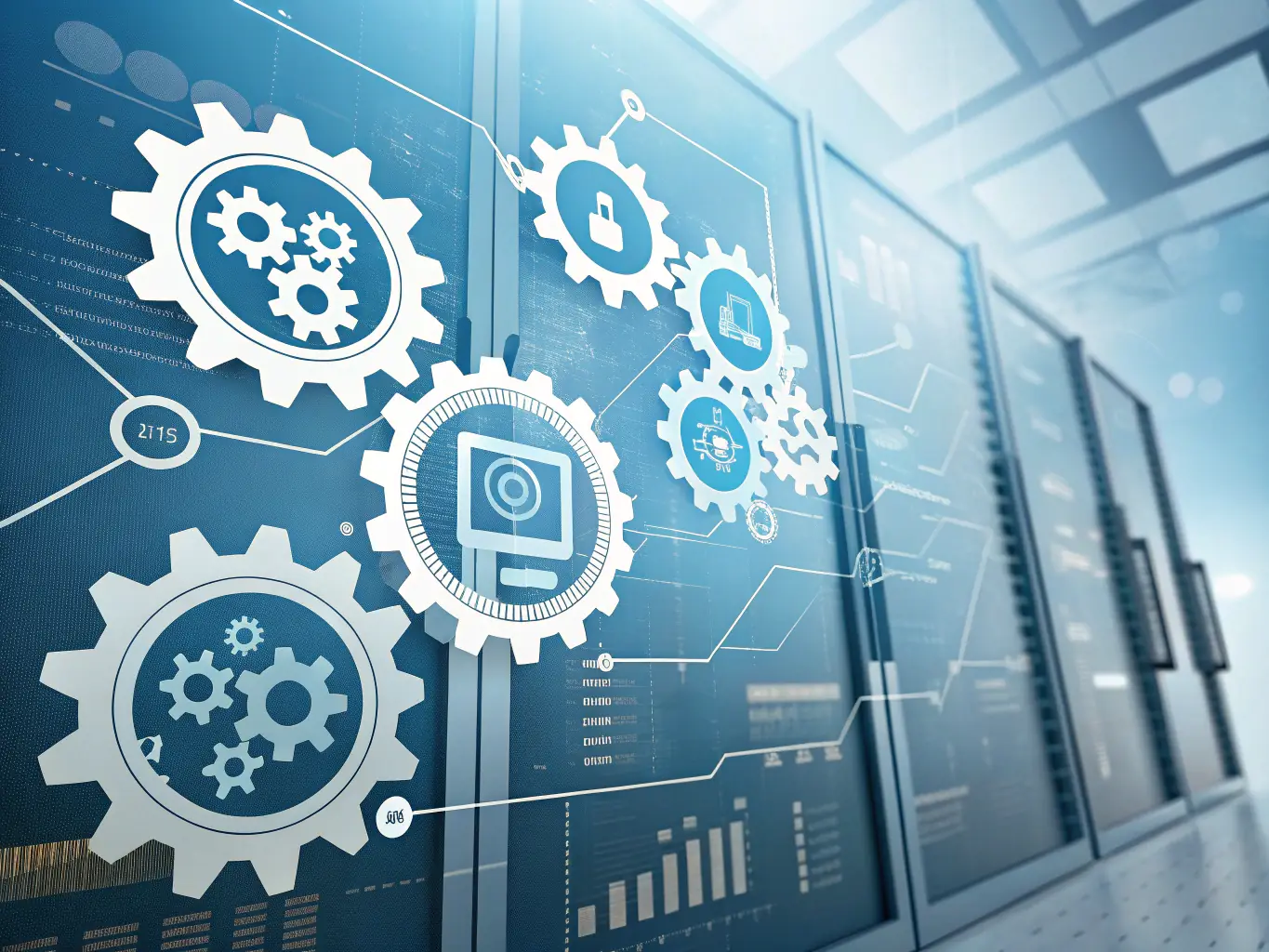 An illustration of interconnected automation tools and workflows, representing Mégane Quenette's automation creation services.