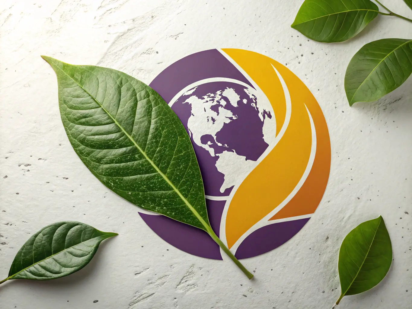 A vibrant and modern logo design concept, showcasing a blend of creativity and strategic branding for a client in the eco-friendly industry, emphasizing sustainability and visual appeal.